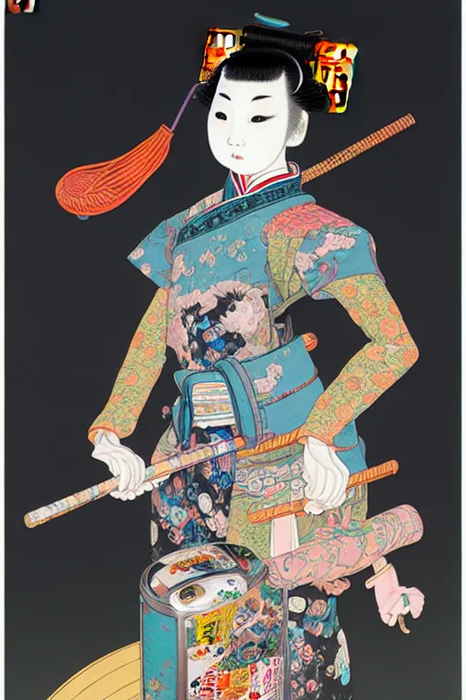 Image similar to full view, from a distance, of anthropomorphic trashcan from the qing dynasty, style of yoshii chie and hikari shimoda and martine johanna, highly detailed