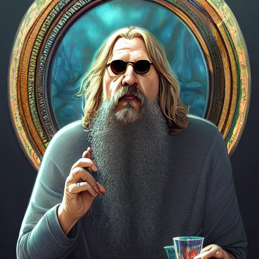 Prompt: portrait of the dude big lebowski, deep focus, rug, d & d, fantasy, intricate, elegant, highly detailed, digital painting, artstation, concept art, matte, sharp focus, illustration, art by artgerm and greg rutkowski and alphonse mucha