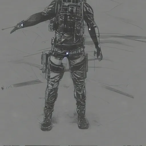 Prompt: sam fisher from splinter cell by yoji shinkawa, concept art, night vision goggles