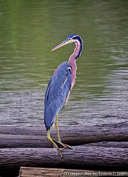 Prompt: tri - colored heron sitting on a log by the river, canon 7 d mark ii canon l series ii 1 0 0 - 4 0 0 @ 1 8 8 mm iso 8 0 0, f / 9. 0, 1 / 4 0 0 sec, octane,