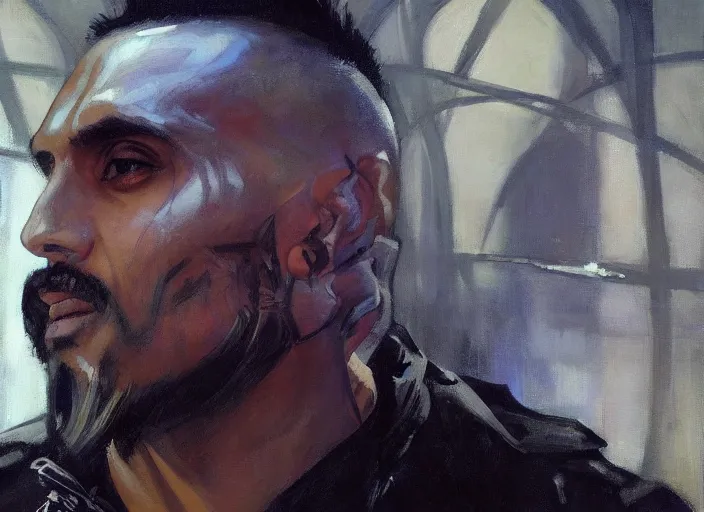 Image similar to a highly detailed beautiful portrait of arturo vidal cyberpunk, by gregory manchess, james gurney, james jean