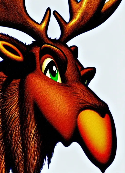 Image similar to highly detailed closeup of a moose character, from sonic the hedgehog, sonic video game series, character concept art