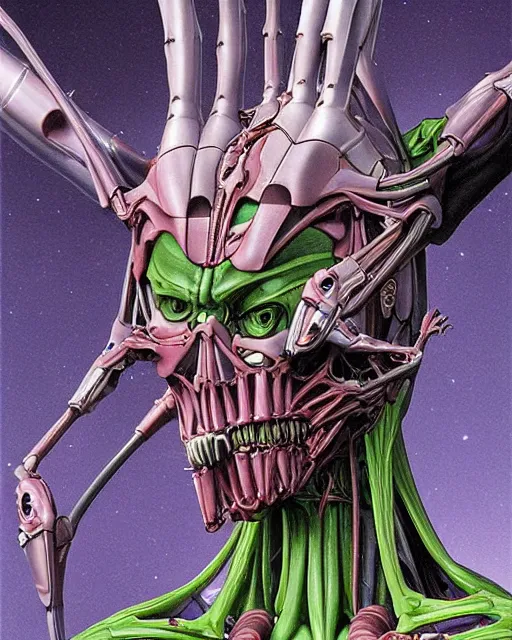 Prompt: evangelion by glenn fabry, by hr giger, biomechanical, full body green, eva 0 1 head, 4 k, hyper detailed