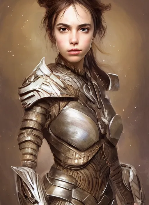 Image similar to a professional portrait of a beautiful young female, clothed in ethereal battle armor, olive skin, long dark hair, beautiful bone structure, symmetrical facial features, intricate, elegant, digital painting, concept art, smooth, sharp focus, finely detailed, illustration, from Valerian and the City of a Thousand Planets, in the style of Ruan Jia and Mandy Jurgens and Artgerm and Greg Rutkowski and William-Adolphe Bouguerea