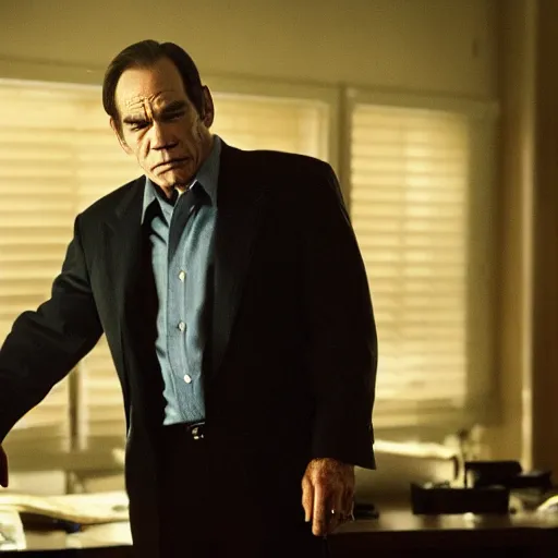 Image similar to tommy lee jones as an investigator, movie, photography, cinematic,