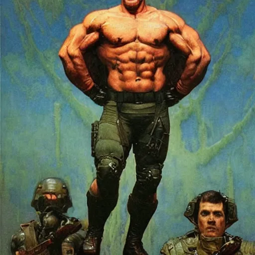 Image similar to jocko willink as superhero solider, dynamic action, dystopian, by lawrence alma tadema and zdzislaw beksinski and norman rockwell and tom lovell and greg staples