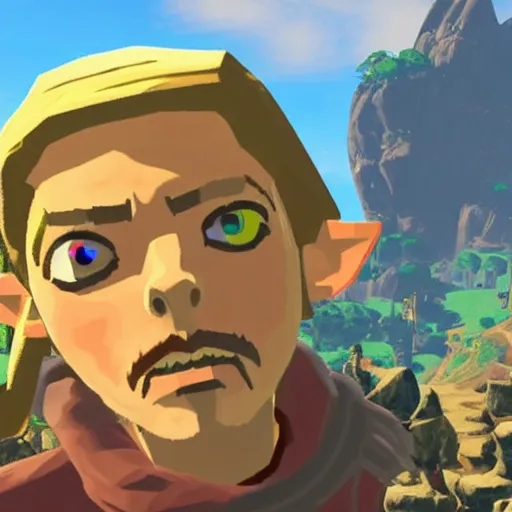 Image similar to Steve Buscemi in The Legend of Zelda Breath of the Wild