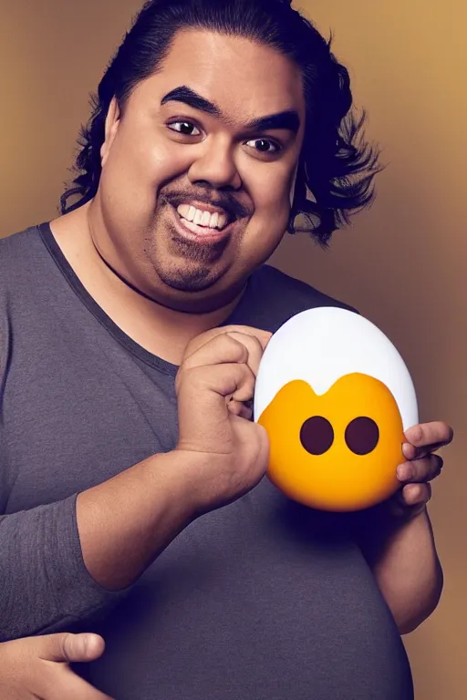 Image similar to 📷 gabriel fluffy iglesias the egg 🥚, made of food, head portrait, dynamic lighting, 4 k