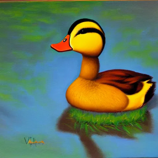 Image similar to a duck on the prowl oil painting victor fota