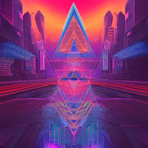 Image similar to matte painting of the sacred geometry of cyberpunk, brilliant colors, extremely detailed, very very detailed, in the style of alena aenami by Alex grey, HD, 4k, 8k