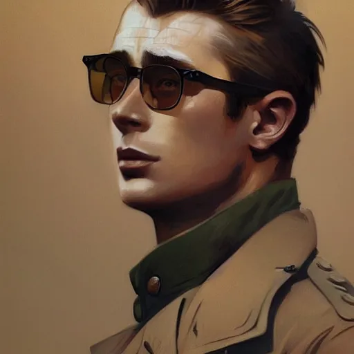 Image similar to james dean as a soldier intricate, elegant, highly detailed, digital painting, artstation, concept art, smooth, sharp focus, illustration, art by artgerm and greg rutkowski and alphonse mucha and william - adolphe bouguereau