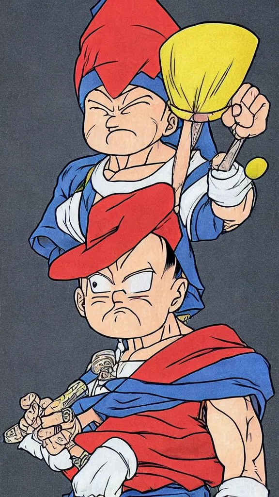 Prompt: Portrait of a wizard, sharp edges, by Akira Toriyama