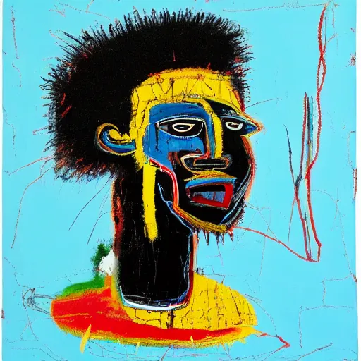 Image similar to A extremely highly detailed majestic hi-res beautiful immaculate head and shoulders painting of a strong black african man by Jean-Michel Basquiat, 8k, high textures, hyper sharp, insanely detailed and intricate, super detailed, 4k HDR high quality