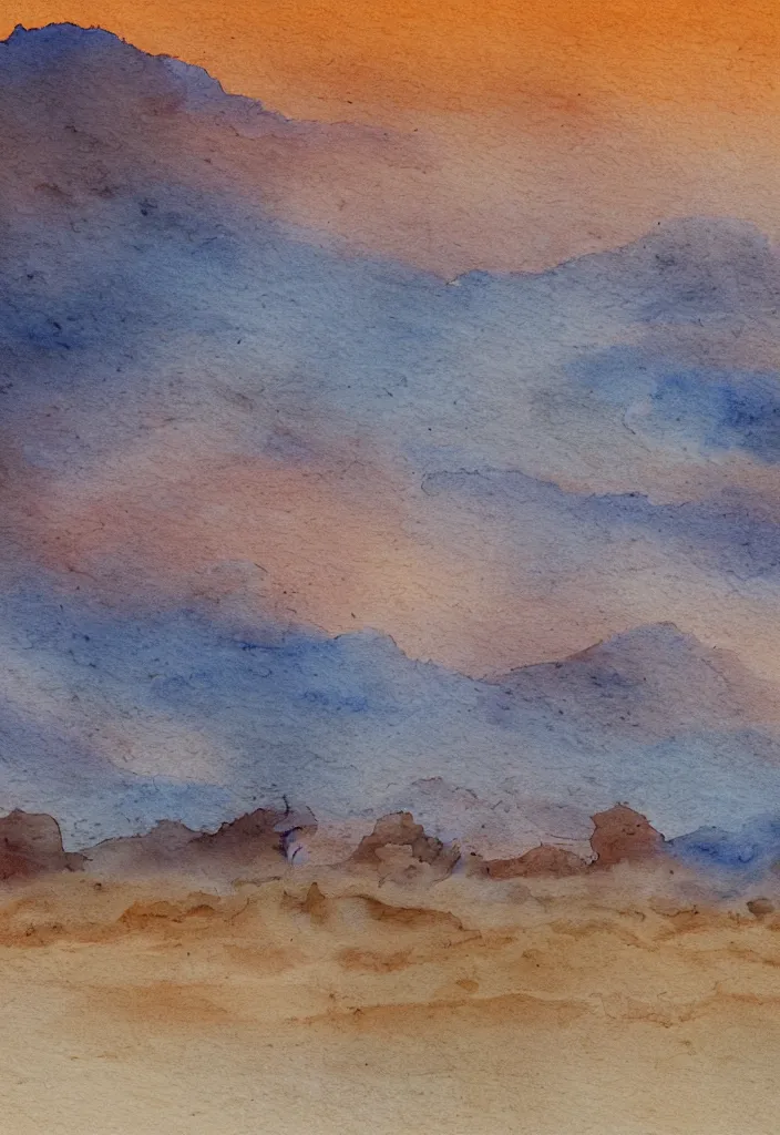 Image similar to desert watercolor, cinematic, highly detailed wide, atmospheric lighting, muted colors, dramatic scene