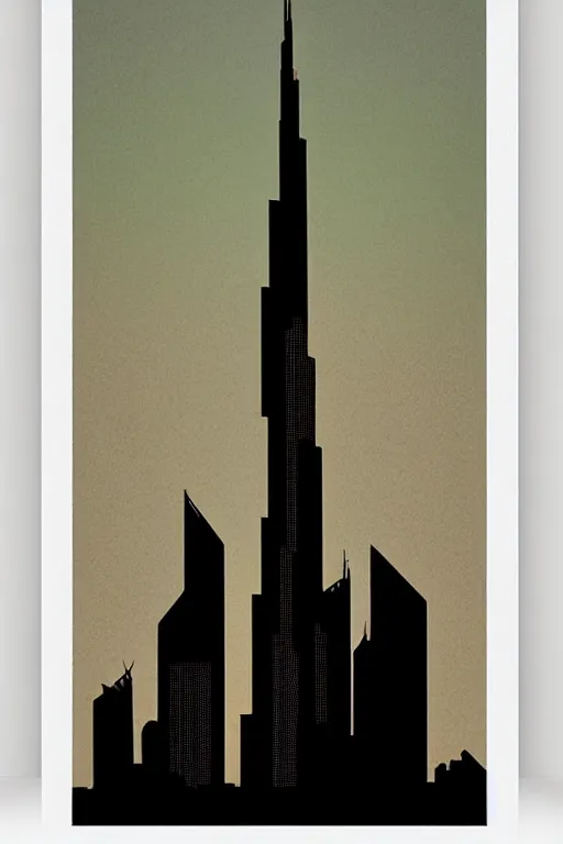 Prompt: minimalist boho style art of colorful burj khalifa at sunrise, illustration, vector art