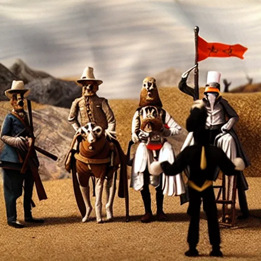 Image similar to a puppet show reenactment of custer's last stand