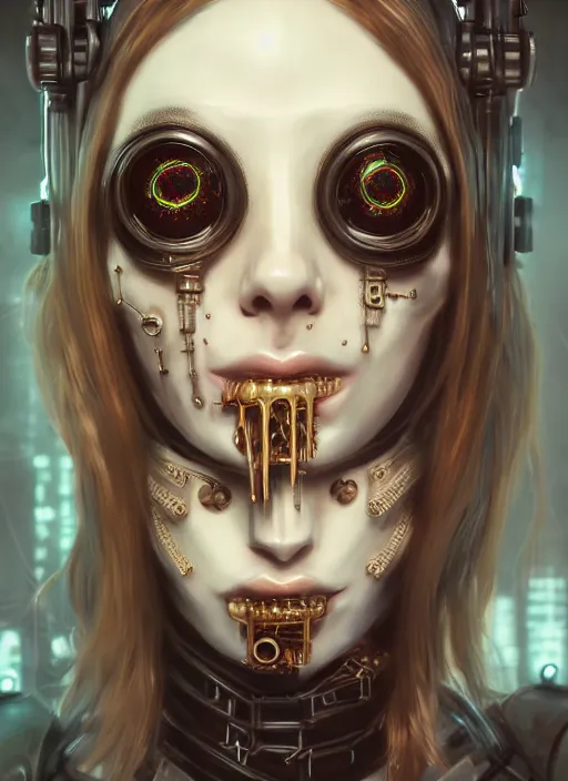 Image similar to soft lustrous ivory ebony biotech raver gutter punk gothic steampunk cyborg, golden ratio, details, scifi, fantasy, cyberpunk, intricate, decadent, highly detailed, digital painting, octane render, artstation, concept art, smooth, sharp focus, illustration, art by artgerm, loish, wlop