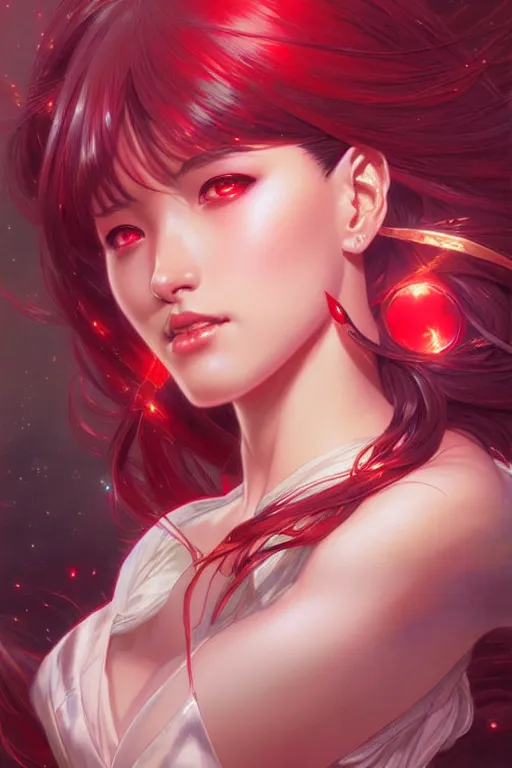 Image similar to Sailor Mars, fantasy, intricate, elegant, highly detailed, digital painting, artstation, concept art, matte, sharp focus, illustration, art by Artgerm and Greg Rutkowski and Alphonse Mucha