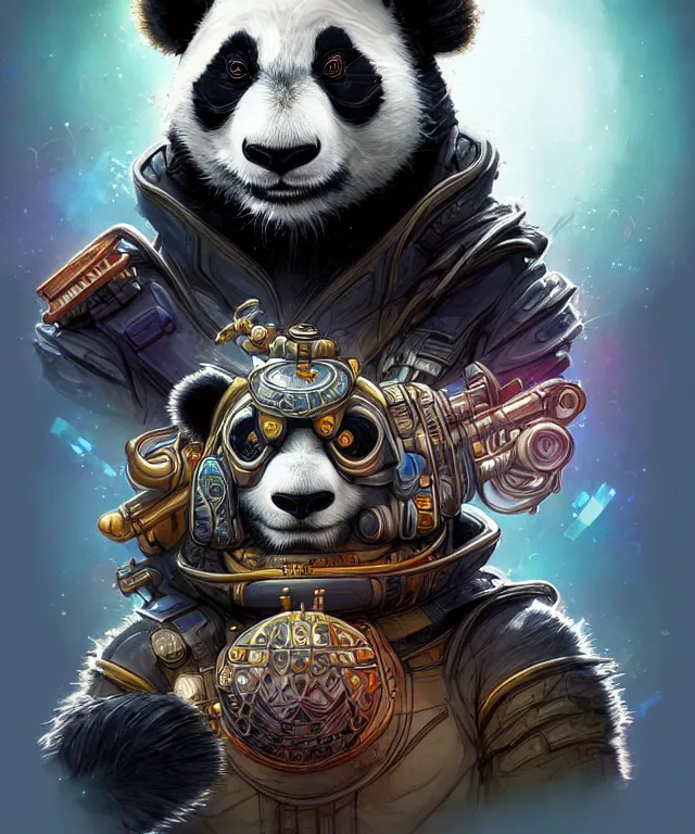 Image similar to a portrait of a cyberpunk panda, mandala, fantasy, elegant, highly detailed, digital painting, artstation, concept art, matte, sharp focus, illustration, art by justin gerard and josan gonzalez