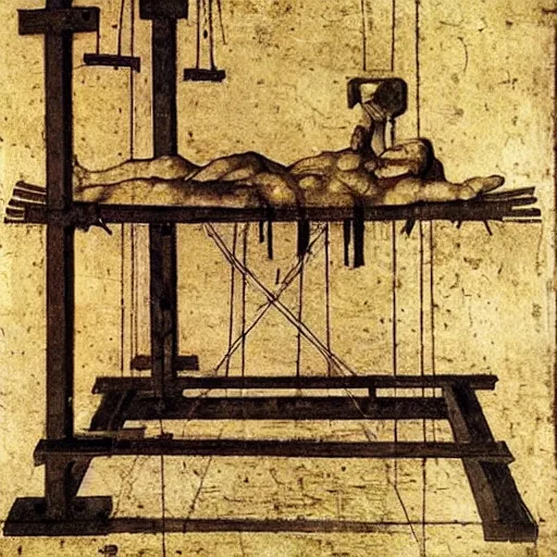 Image similar to a torture chamber designed by leonardo da vinci