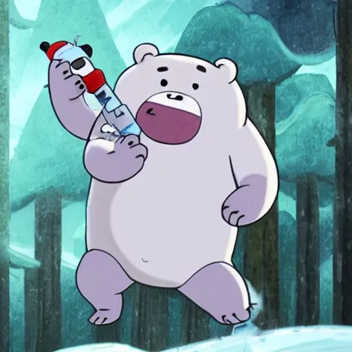 Prompt: ice bear from we bare bears