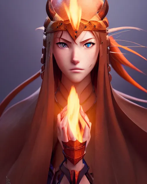 Image similar to azctec warrior, katherine mcnamara, detailed perfect face, exquisite details, fire magic, mid view, design on a white background, by studio muti, greg rutkowski makoto shinkai takashi takeuchi studio ghibli