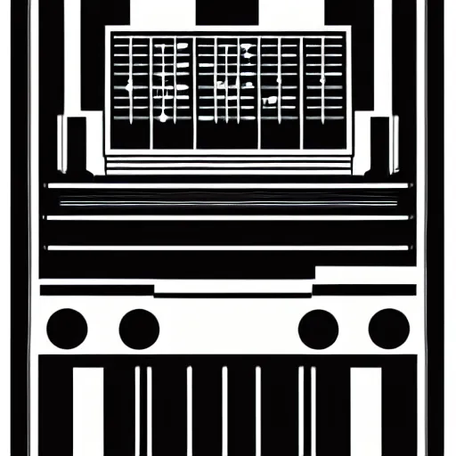 Prompt: a vector illustration of synthesizer, black and white, white background