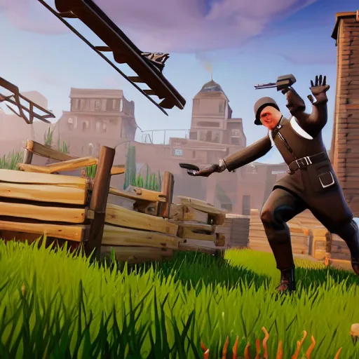 Image similar to screenshot of hitler in fortnite