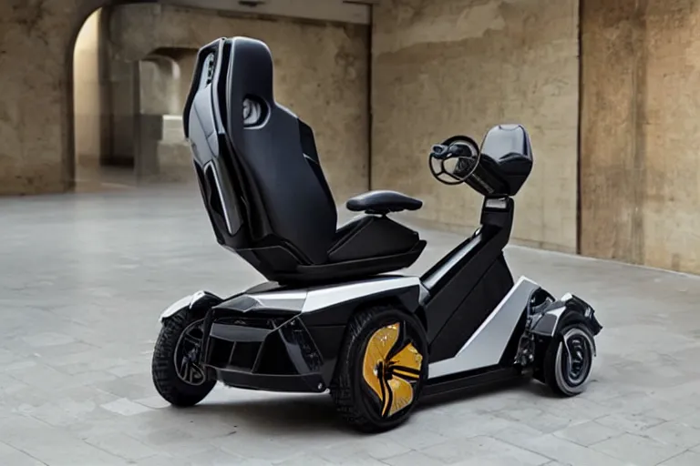 Image similar to an electric wheelchair designed by lamborghini