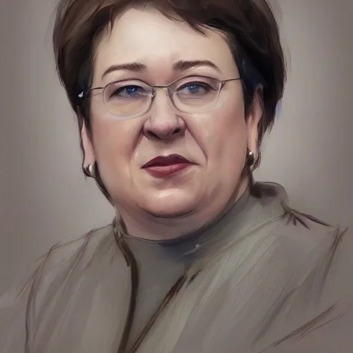 Image similar to close - up shot of supreme court justice elena kagan going for a walk in the woods, digital art by ruan jia and mandy jurgens and artgerm, realistic face, highly detailed, trending on artstation, award winning