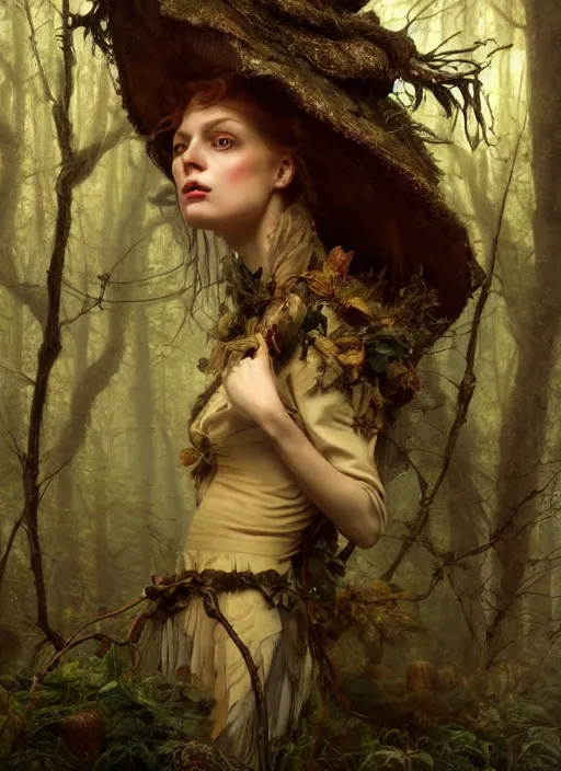 Image similar to highly detailed oil painting | very intricate | cinematic lighting | award - winning | the lonely witch hut in the forest fashion by alexander mcqueen | by roberto ferri, by tom bagshaw, by j. c. leyendecker and klimt, american romanticism, by austin osman spare, artstation, cgsociety, official art, octane