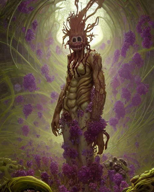 Prompt: the platonic ideal of flowers, rotting, insects and praying of cletus kasady carnage thanos davinci dementor wild hunt chtulu mandelbulb ponyo heavy rain the witcher, d & d, fantasy, ego death, decay, dmt, psilocybin, concept art by randy vargas and greg rutkowski and ruan jia and alphonse mucha