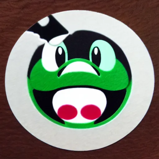 Image similar to symmetrical die cut sticker, yoshi from yoshi's island