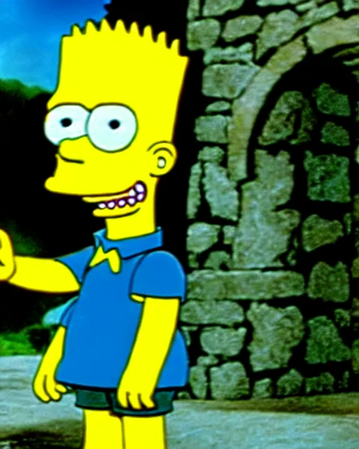 Prompt: film still of bart simpson in the movie the lord of the rings