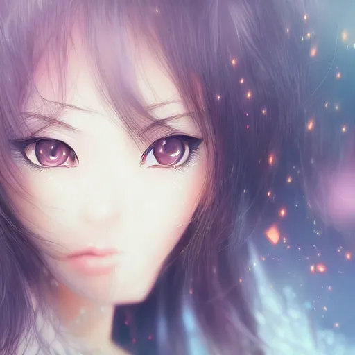 Image similar to close-up of Asian girl, highly detailed, digital art, cel shading, dreamy and ethereal, by Gibli Studio, anime illustration, trending on Pixiv.