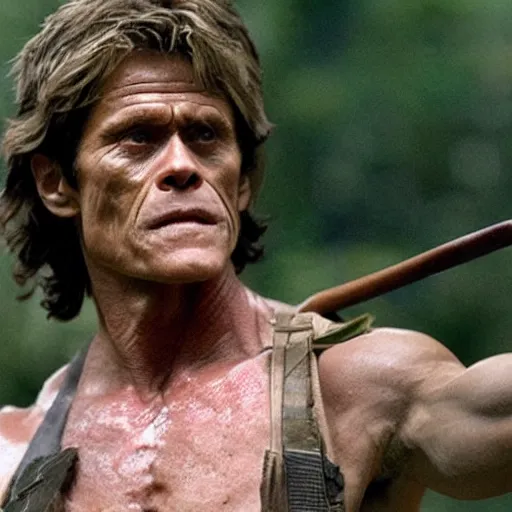 Image similar to willem dafoe as rambo