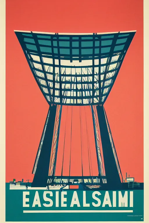 Prompt: a poster designed by saul bass for the amsterdam olympic stadium
