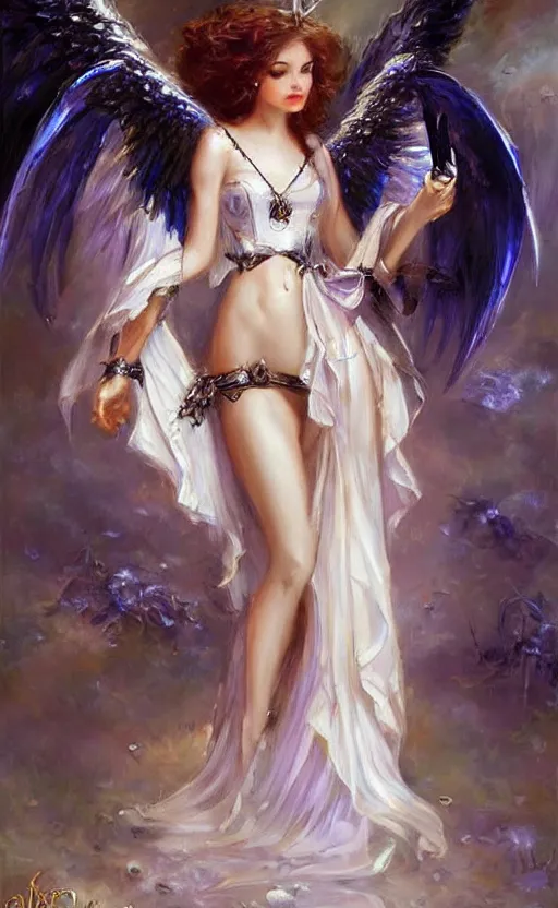 Image similar to Alchemy Angel knight gothic girl. By Konstantin Razumov, highly detailded