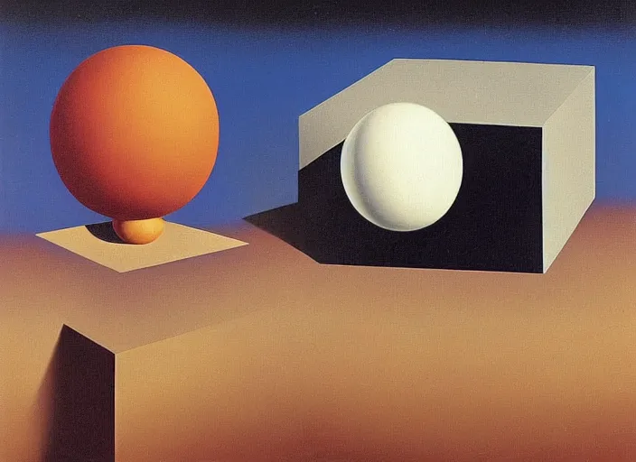 Image similar to the study of a spherical pagan cube and occult background by salvadore dali and rene magritte