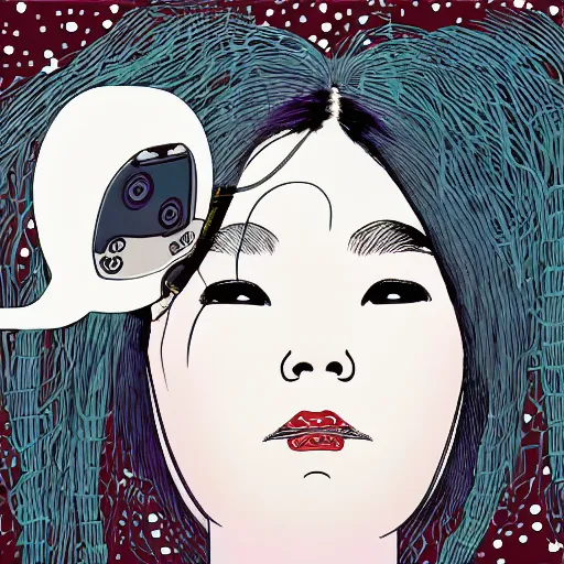 Prompt: Bjork in the style of Inio Asano