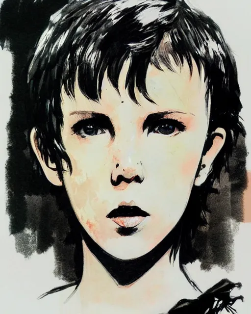 Prompt: marker sketch of millie bobby brown by yoji shinkawa