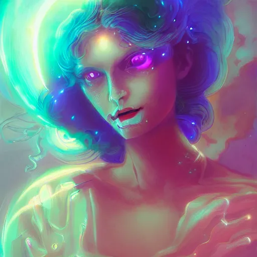 Prompt: intricate holographic quantum ghostwave entanglement goth girl made of microcircuitry and transistors in a glowing deap sea by peter mohrbacher and dan mumford, trending on artstation, cgsociety 4 k