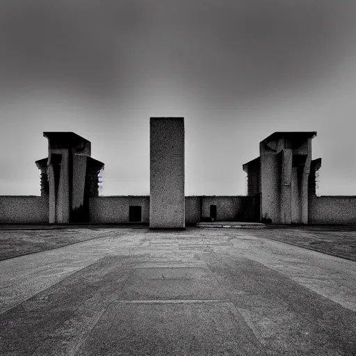 Image similar to scifi brutalist castle, photography