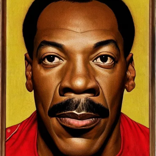 Image similar to frontal portrait of a eddie murphy. a portrait by norman rockwell.