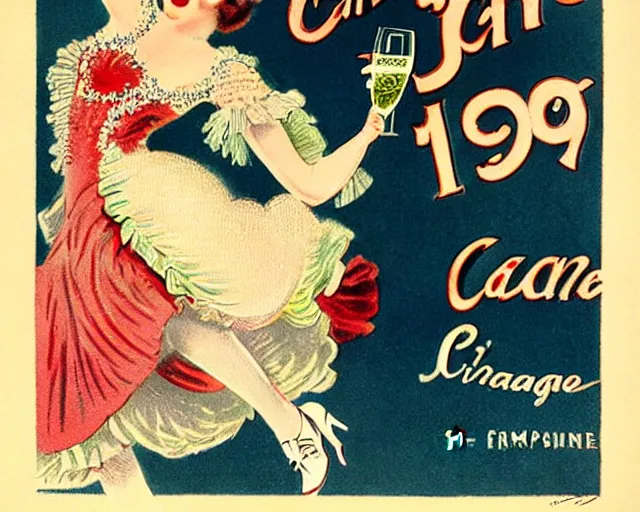 Image similar to vintage, champagne. cancan, french, realistic, cheerful, 1 9 0 2