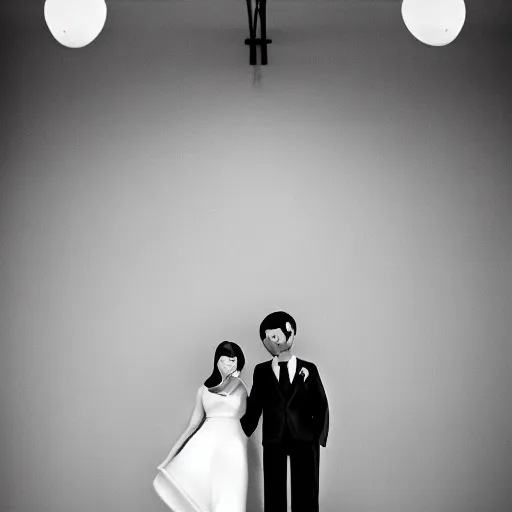Prompt: realism black and white moody wedding photo minimalist