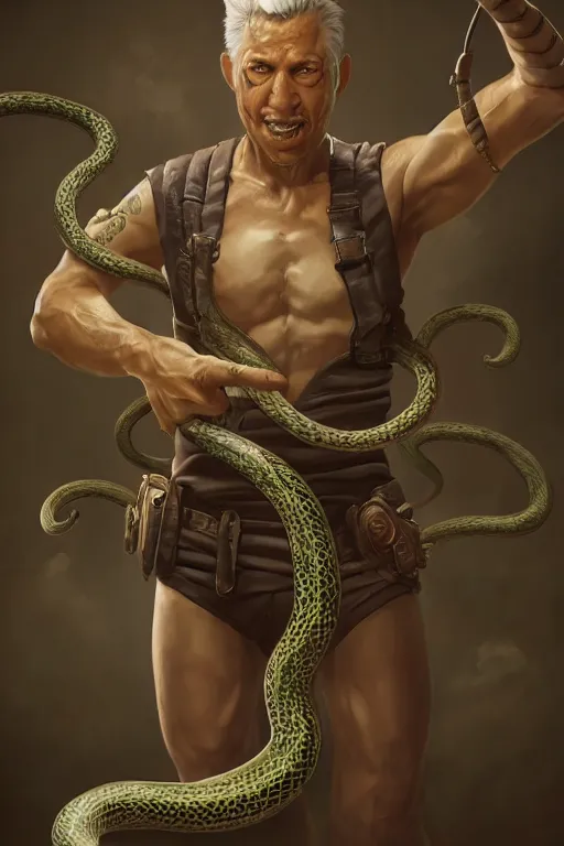 Prompt: a man with snakes for arms , made by Stanley Artgerm Lau, WLOP, Rossdraws, ArtStation, CGSociety, concept art, cgsociety, octane render, trending on artstation, artstationHD, artstationHQ, unreal engine, 4k, 8k,