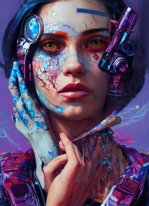 Image similar to beautiful portrait of Lofi cyberpunk jaydayoungan, by Tristan Eaton, Stanley Artgermm, Tom Bagshaw, Greg Rutkowski, Carne Griffiths. trending on DeviantArt, face enhance, hyper detailed, trending on Artstation, 8k, masterpiece, graffiti paint, fine detail, full of color, intricate detail, golden ratio illustration