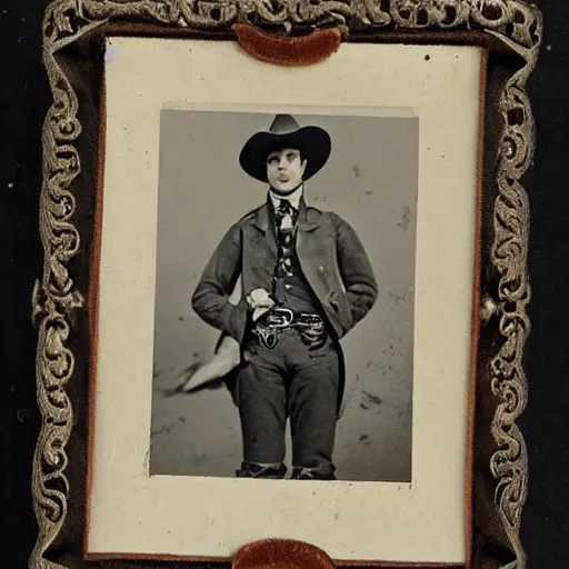 Prompt: kangaroo dressed as a cowboy, cowboy hat boots spurs and pistol, 1 8 0 0 s, photo