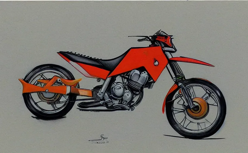 Image similar to 1 9 8 0 s suzuki enduro motorcycle concept, sketch, art,